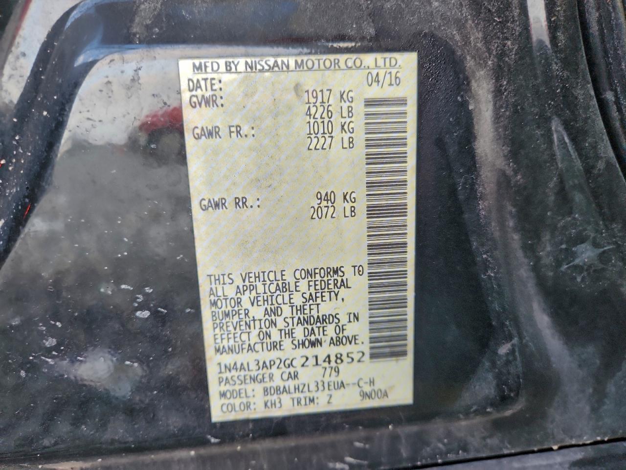 2016 NISSAN ALTIMA 2.5 photo 12