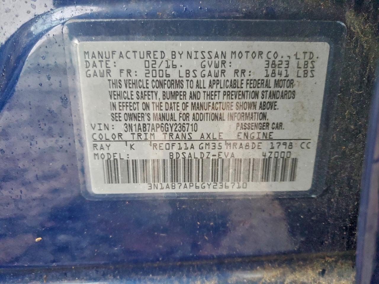 2016 NISSAN SENTRA S photo 12