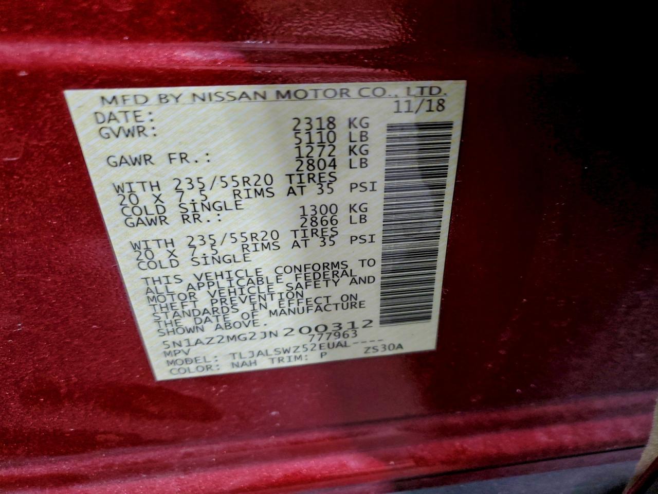 2018 NISSAN MURANO S photo 13