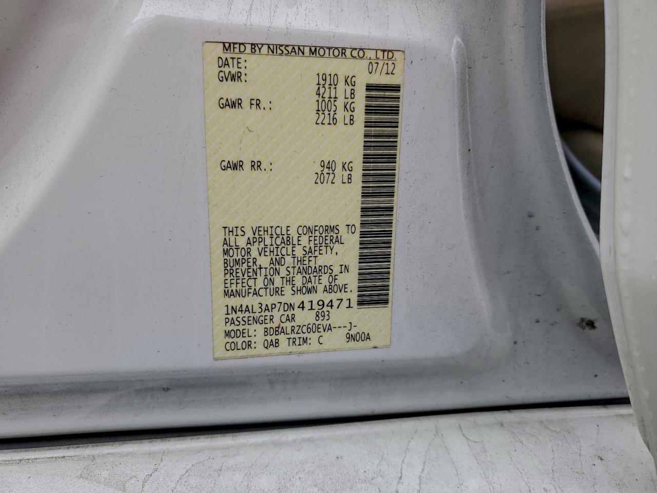 2013 NISSAN ALTIMA 2.5 photo 12