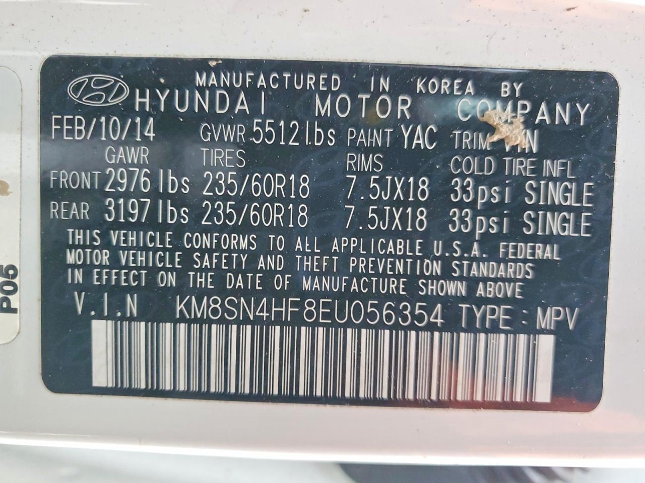 2014 HYUNDAI SANTA FE GLS photo 14