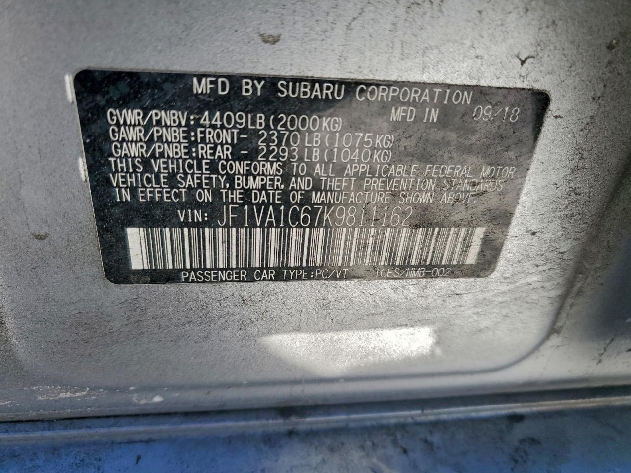 2019 SUBARU WRX PREMIUM photo 12