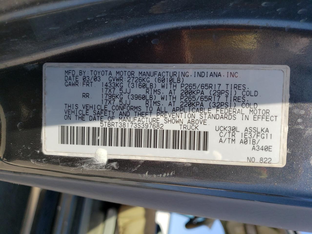 2003 TOYOTA TUNDRA ACCESS CAB LIMITED photo 10