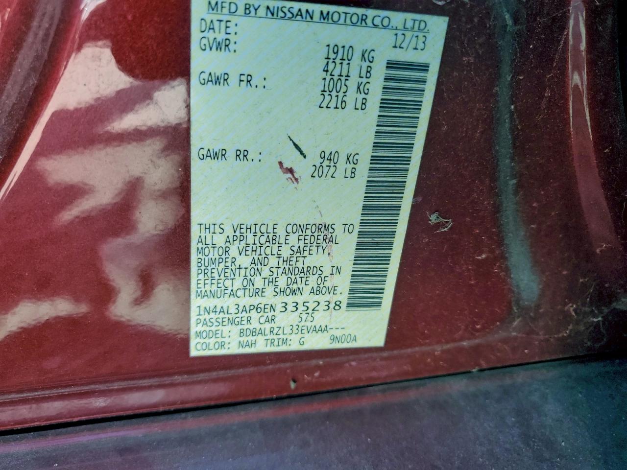 2014 NISSAN ALTIMA 2.5 photo 12
