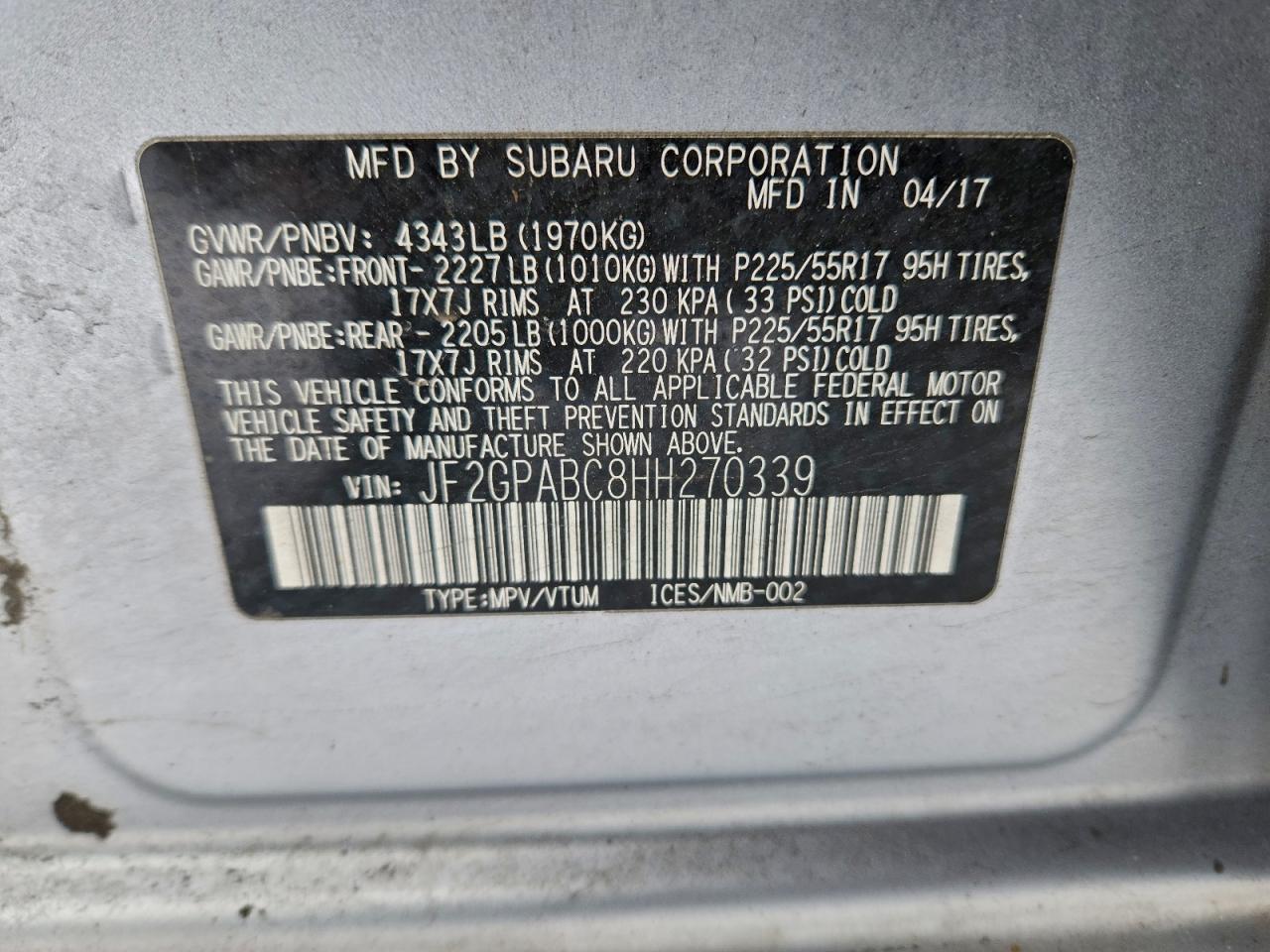 2017 SUBARU CROSSTREK PREMIUM photo 13