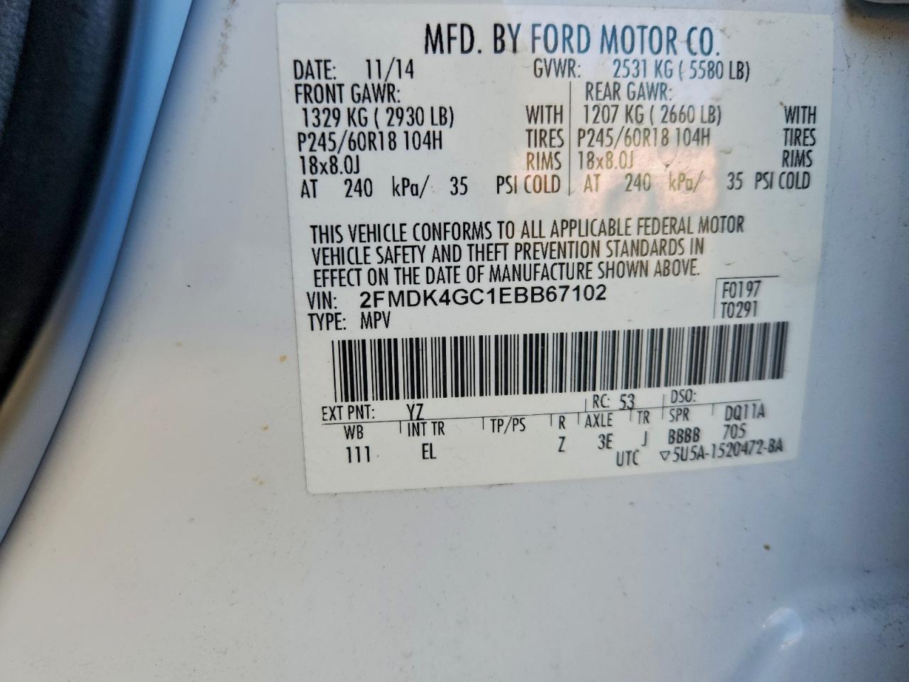 2014 FORD EDGE SE photo 13