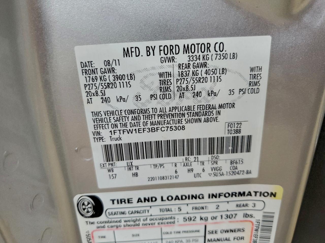 2011 FORD F150 SUPERCREW photo 12