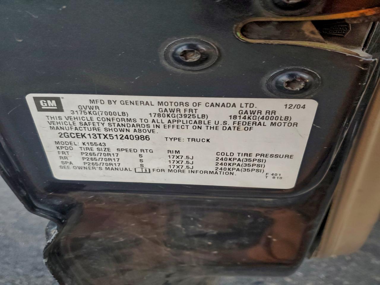 2005 CHEVROLET SILVERADO K1500 photo 12