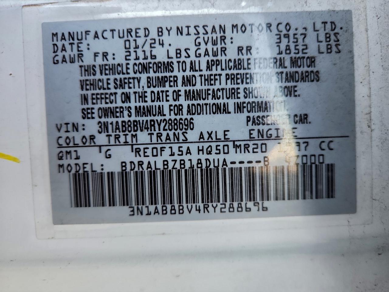 2024 NISSAN SENTRA S photo 12