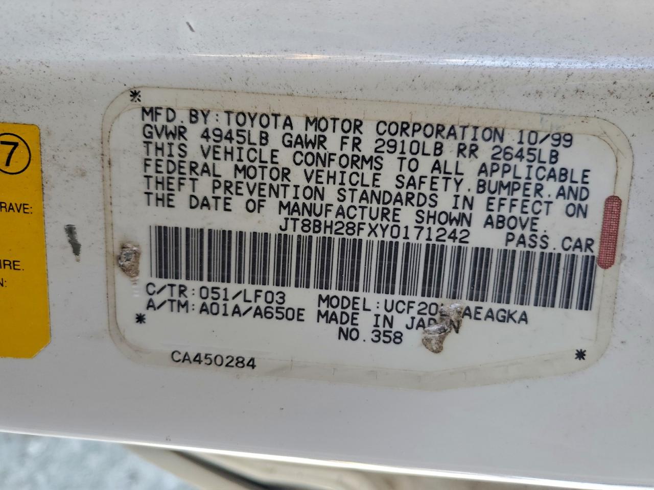 2000 LEXUS LS 400 photo 12