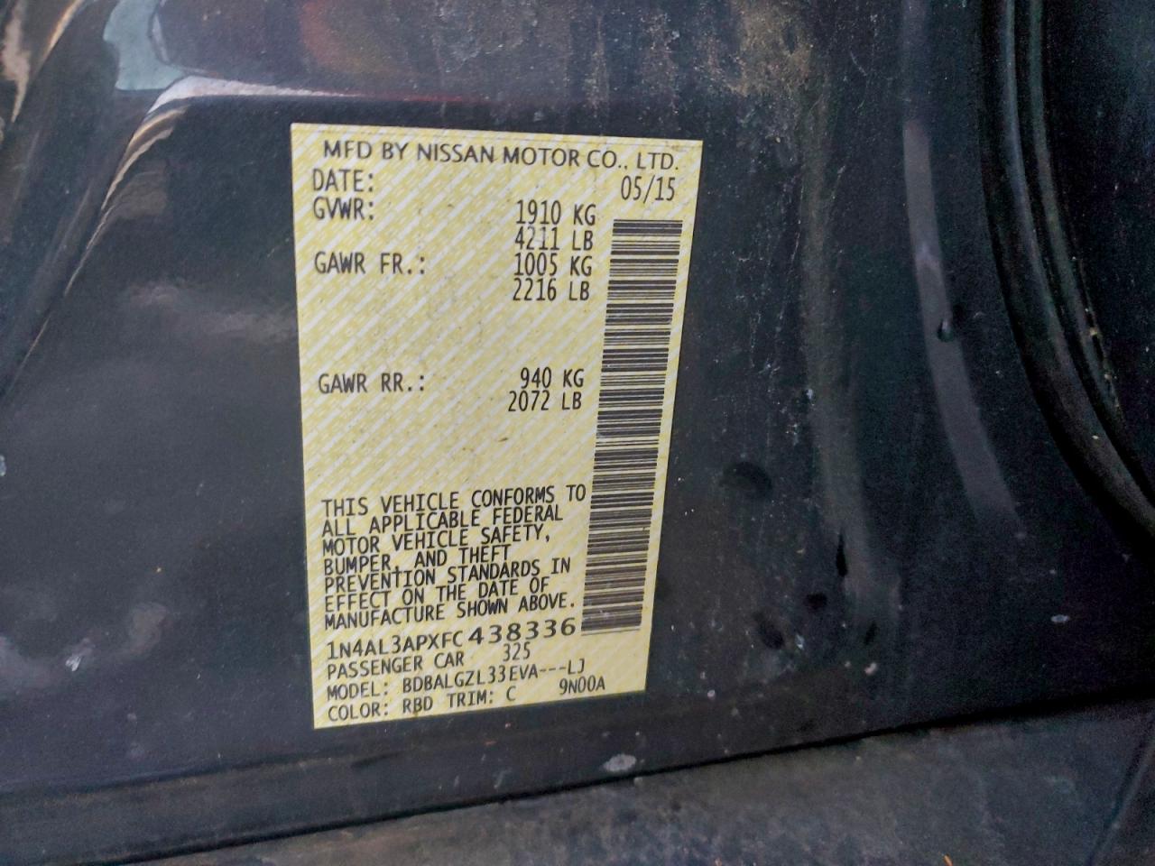 2015 NISSAN ALTIMA 2.5 photo 12