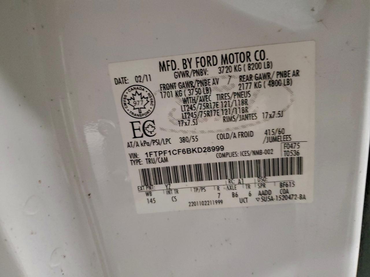 2011 FORD F150 photo 12