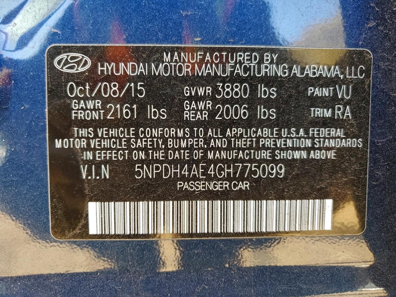 2016 HYUNDAI ELANTRA SE photo 12