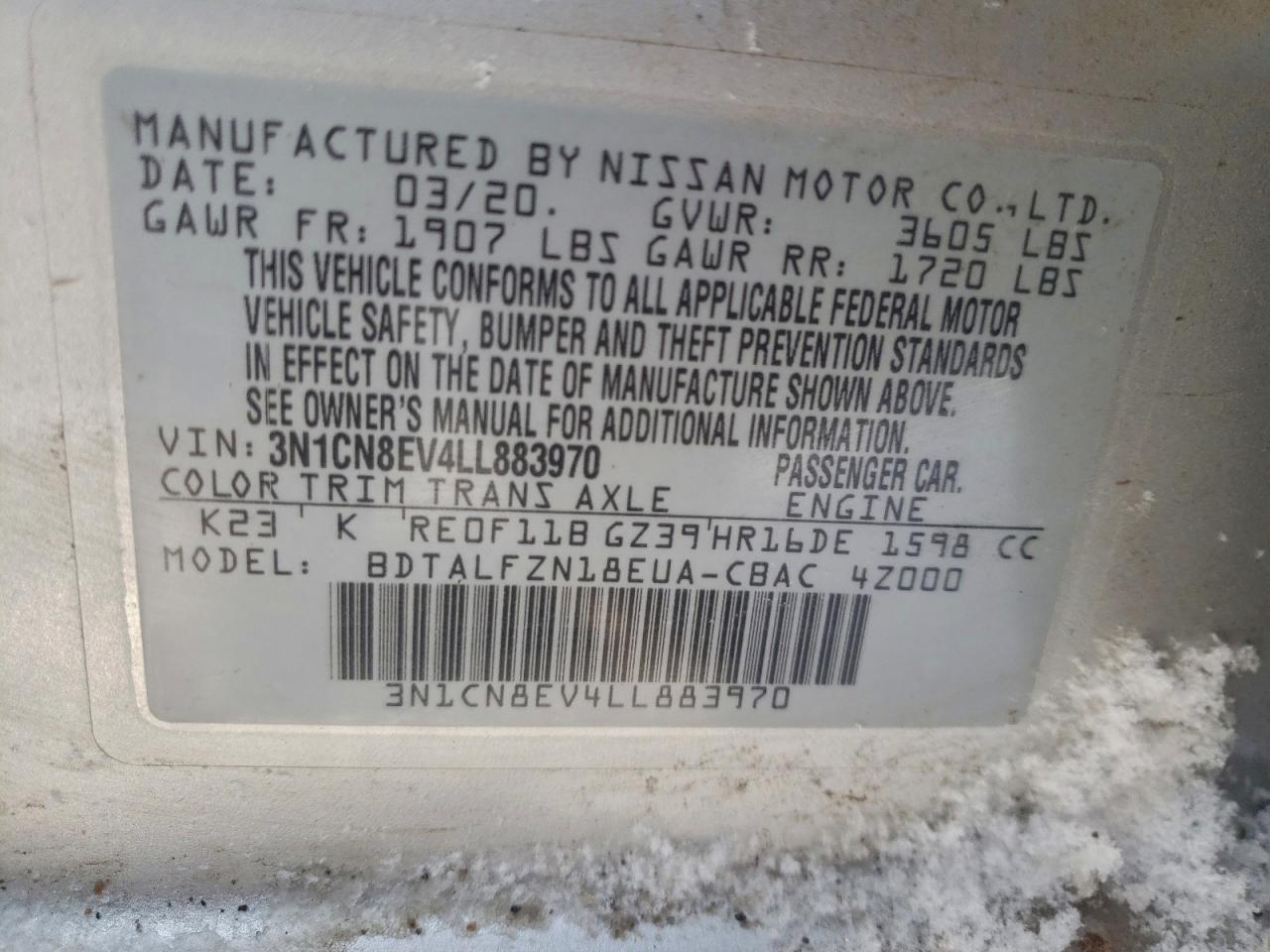 2020 NISSAN VERSA SV photo 12