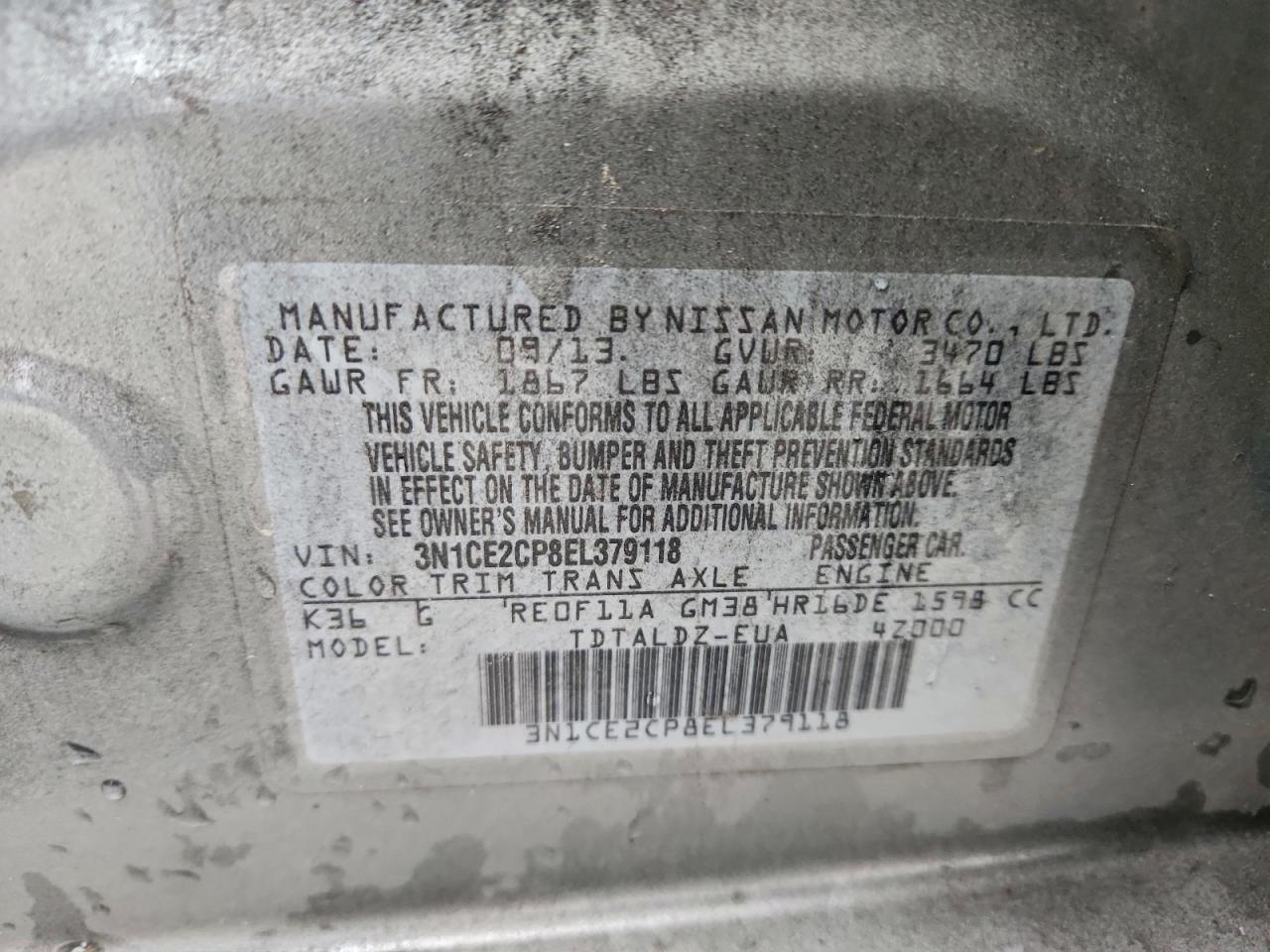 2014 NISSAN VERSA NOTE SV photo 13