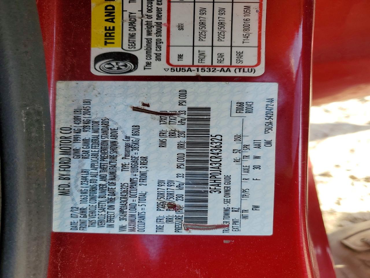 2012 FORD FUSION SEL photo 12