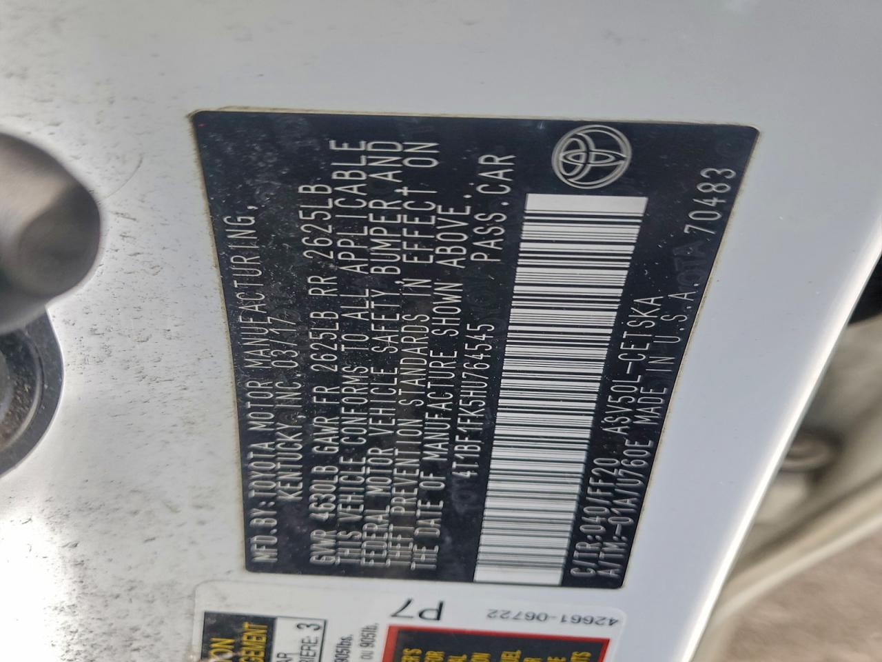 2017 TOYOTA CAMRY SE photo 12