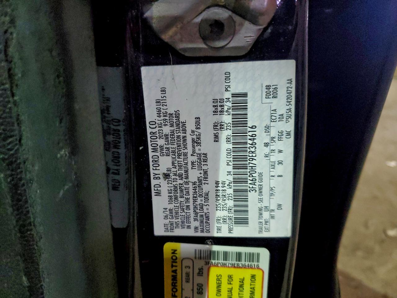2014 FORD FUSION SE photo 13