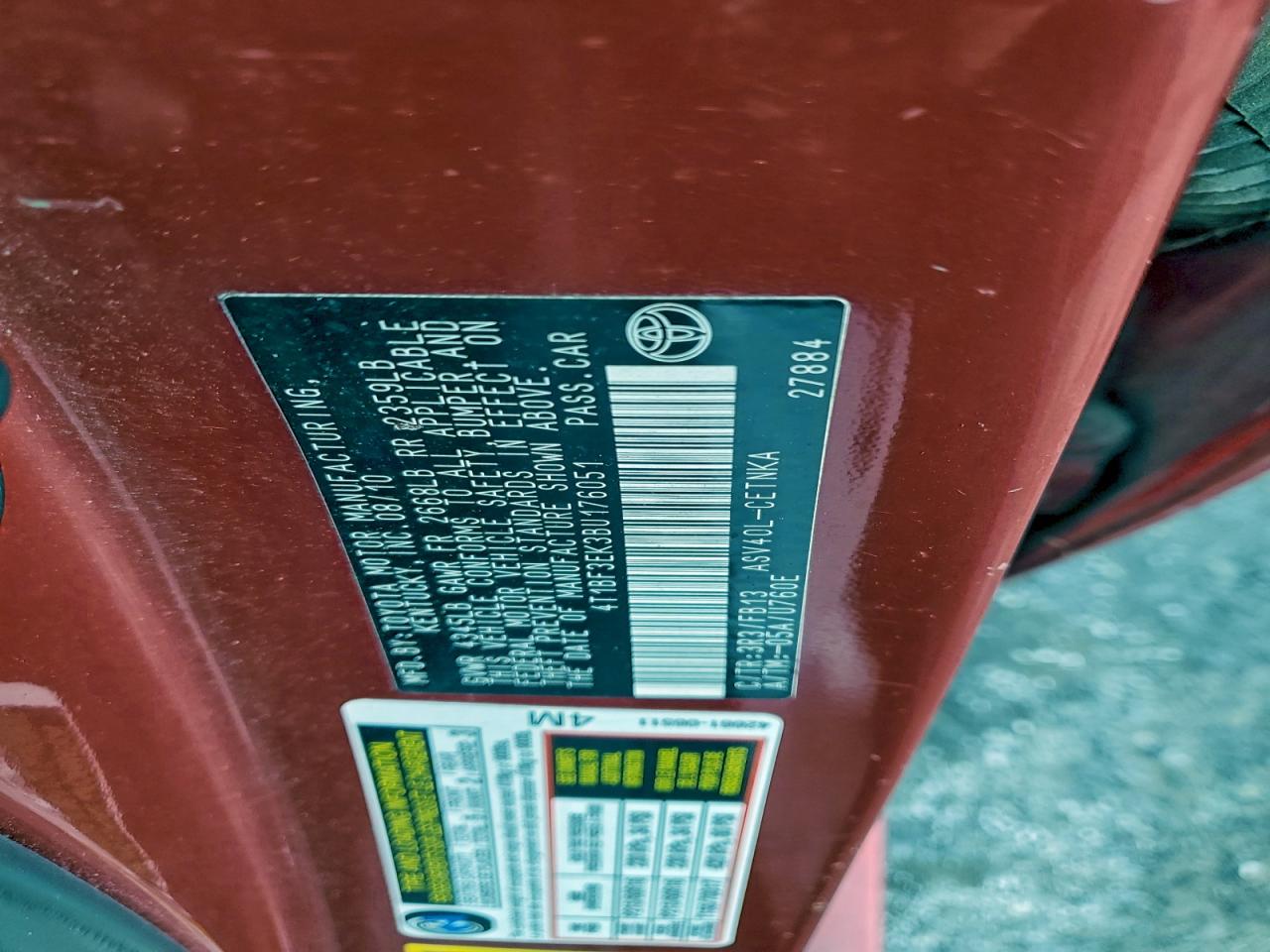 2011 TOYOTA CAMRY BASE photo 34