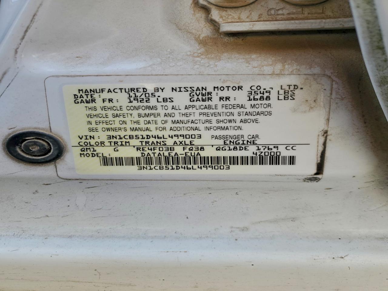 2006 NISSAN SENTRA 1.8 photo 13