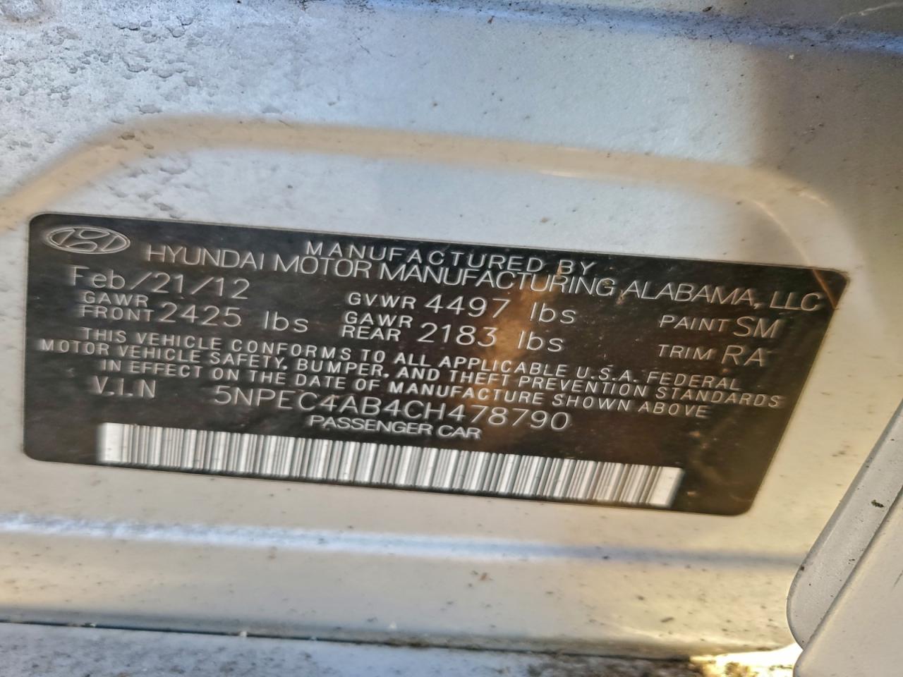 2012 HYUNDAI SONATA SE photo 12
