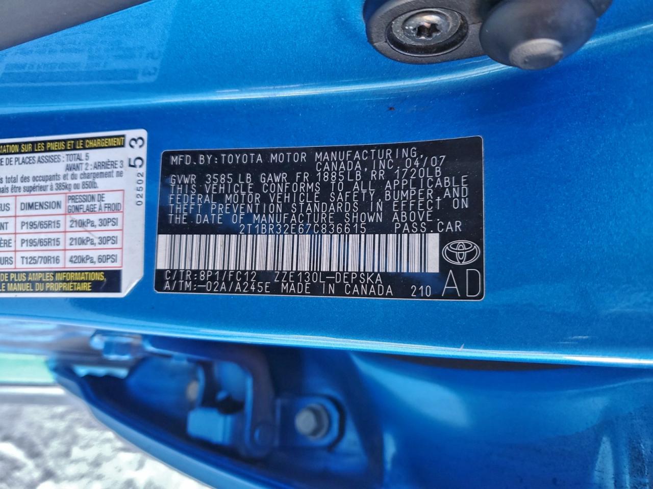 2007 TOYOTA COROLLA CE photo 12