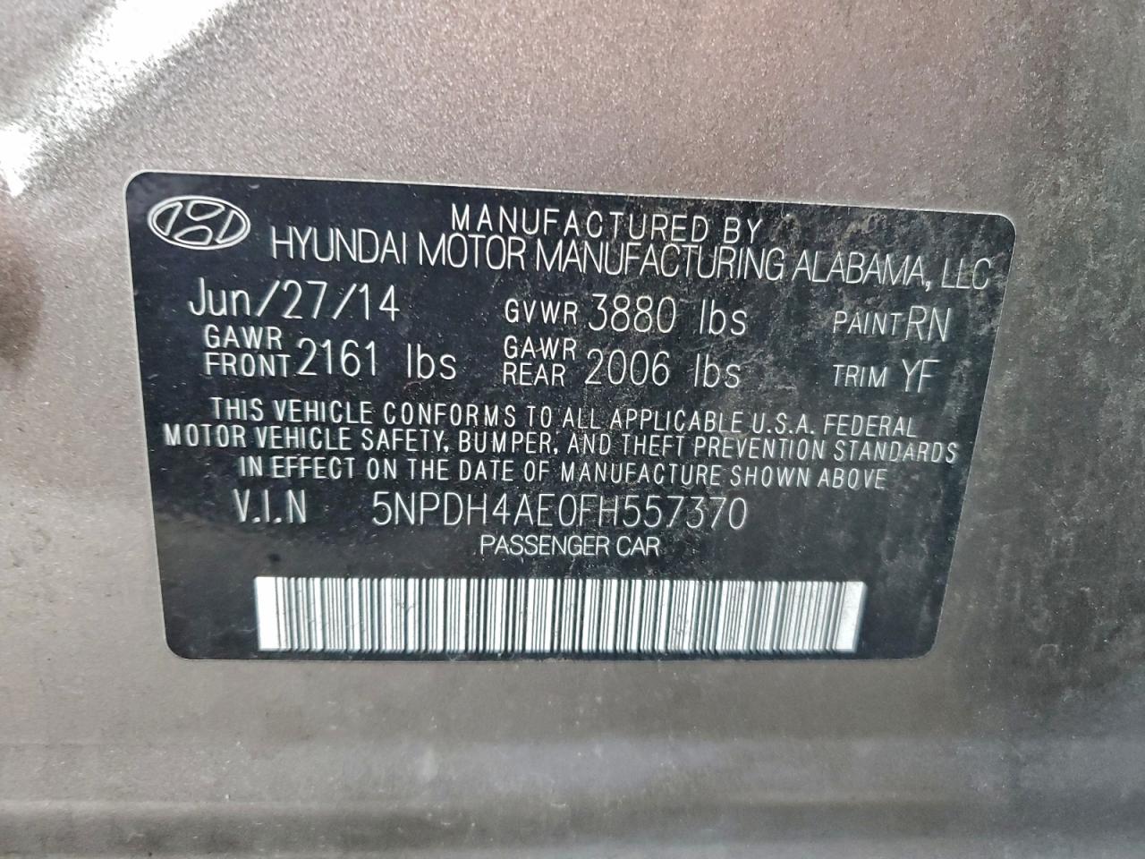 2015 HYUNDAI ELANTRA SE photo 12