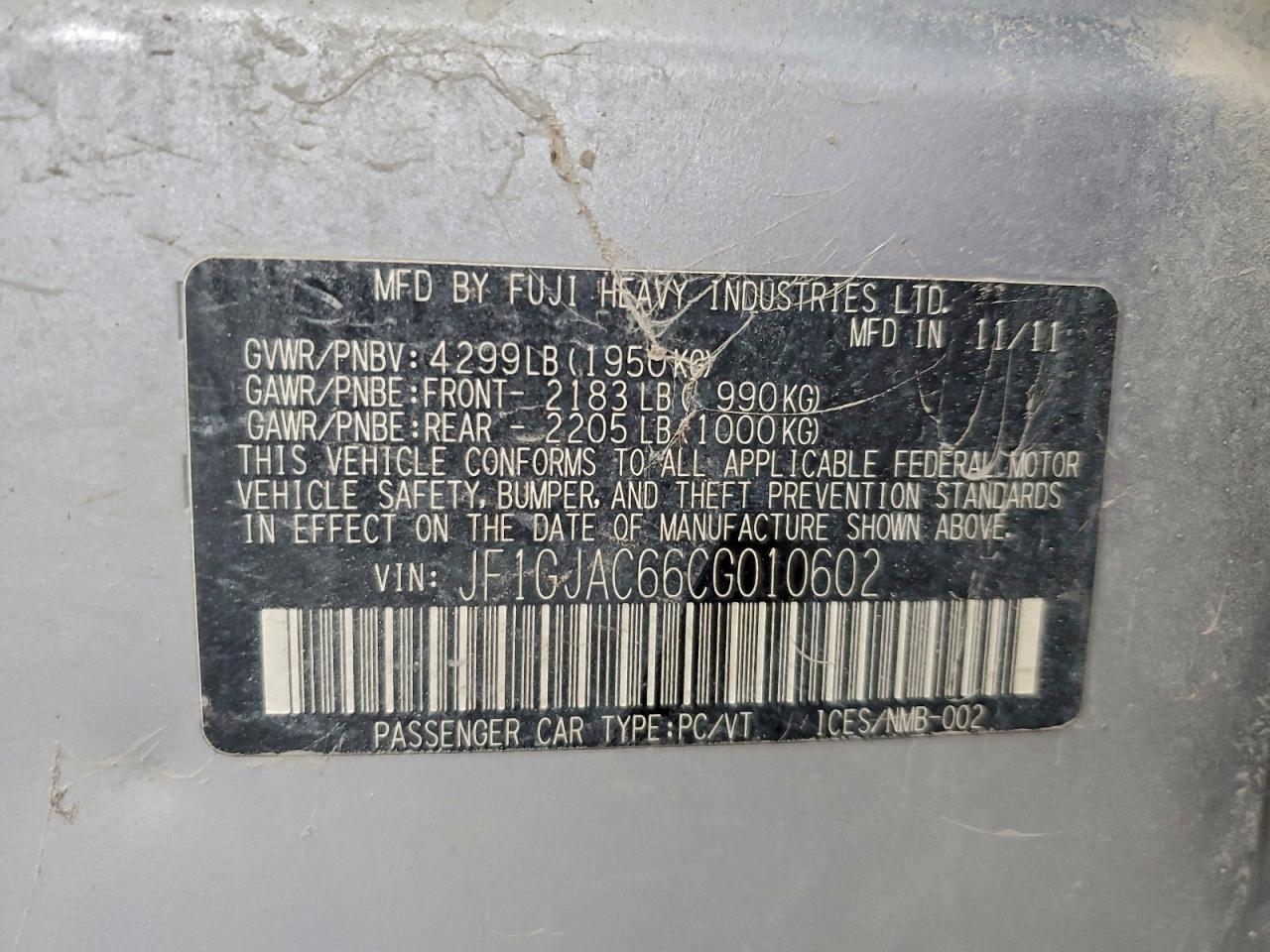 2012 SUBARU IMPREZA PREMIUM photo 34