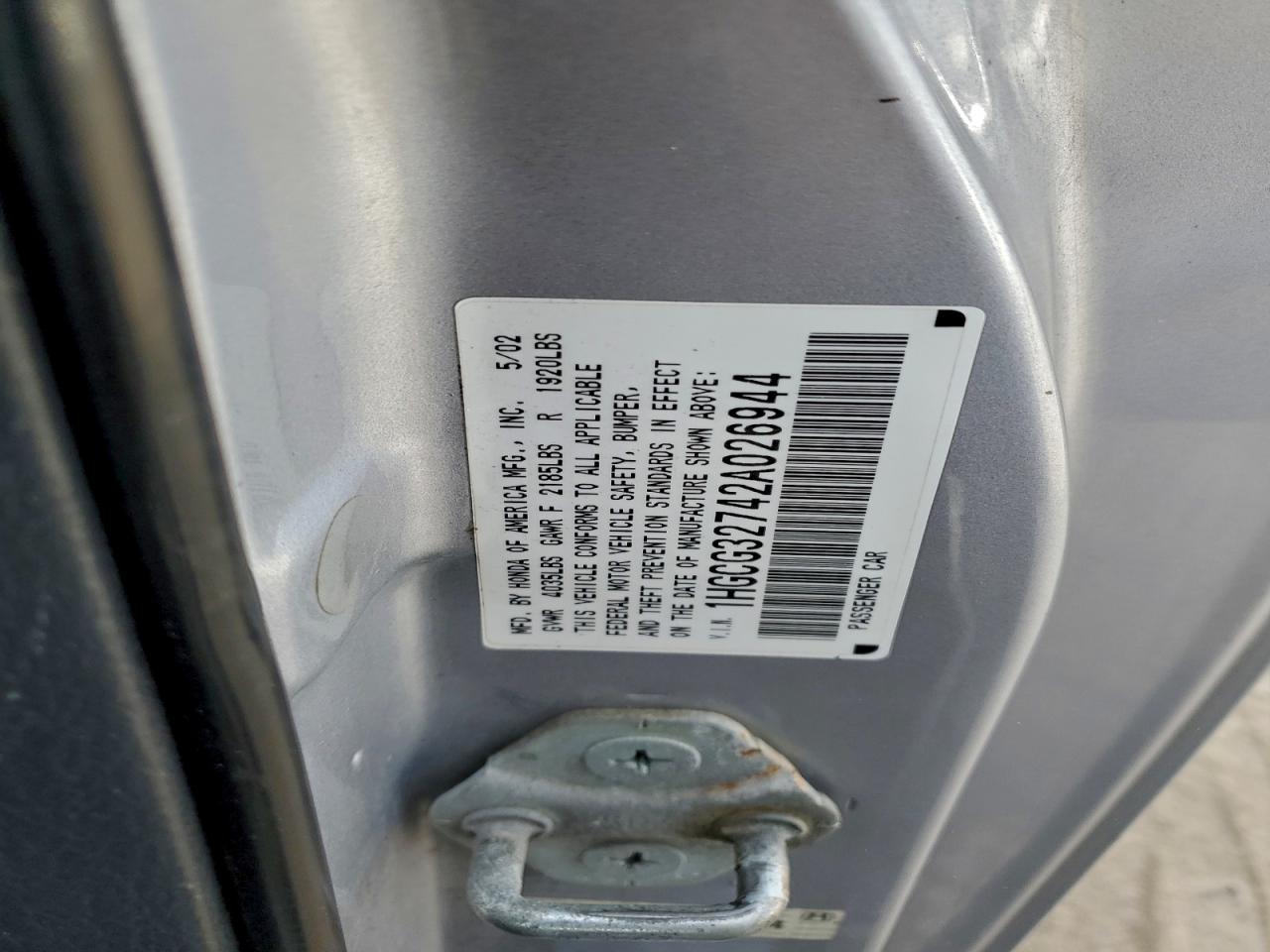 2002 HONDA ACCORD EX photo 12