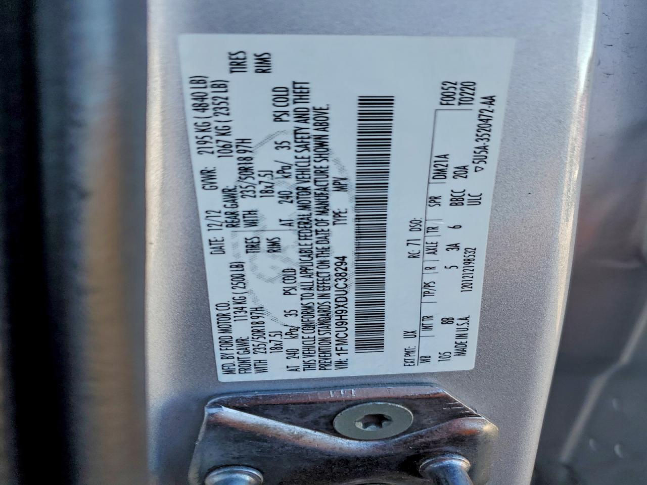2013 FORD ESCAPE SEL photo 13