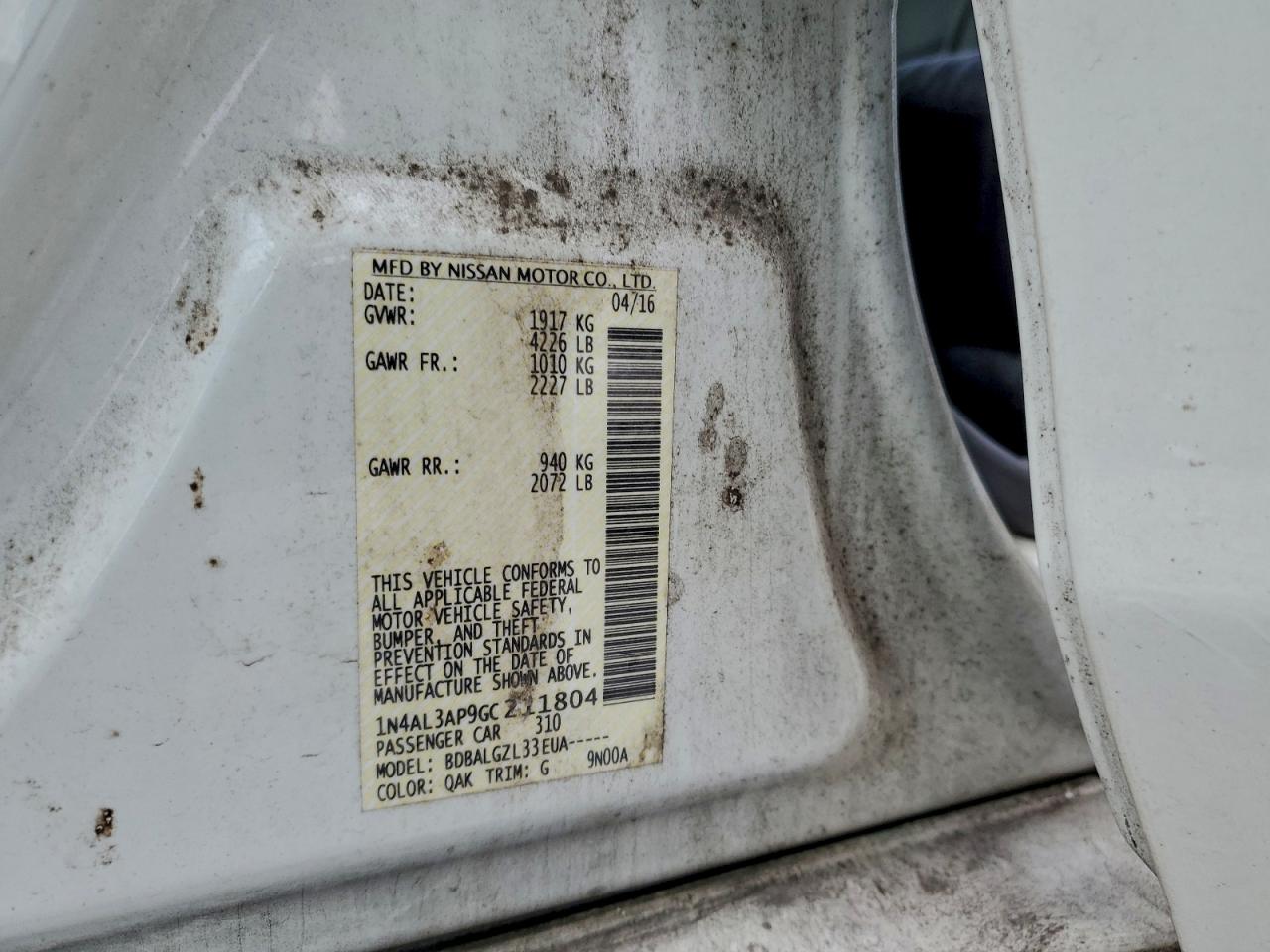 2016 NISSAN ALTIMA 2.5 photo 12