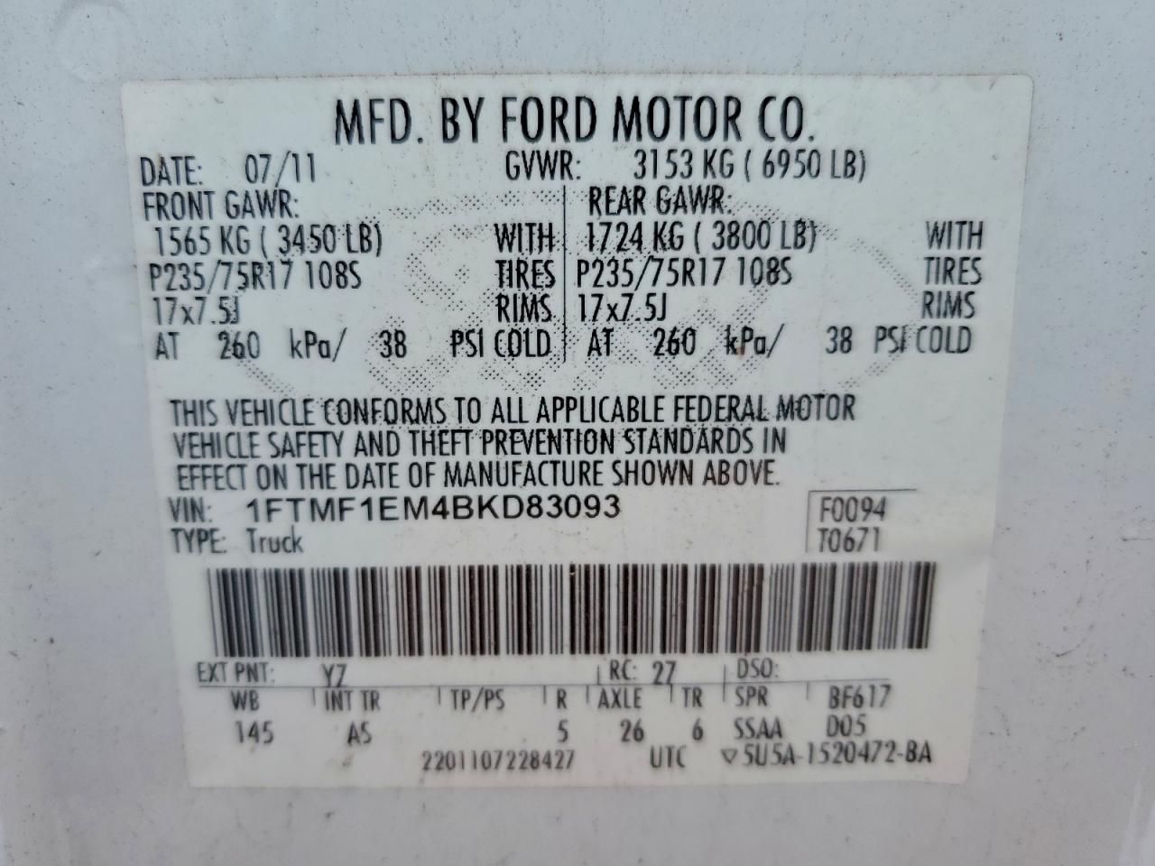 2011 FORD F150 photo 12