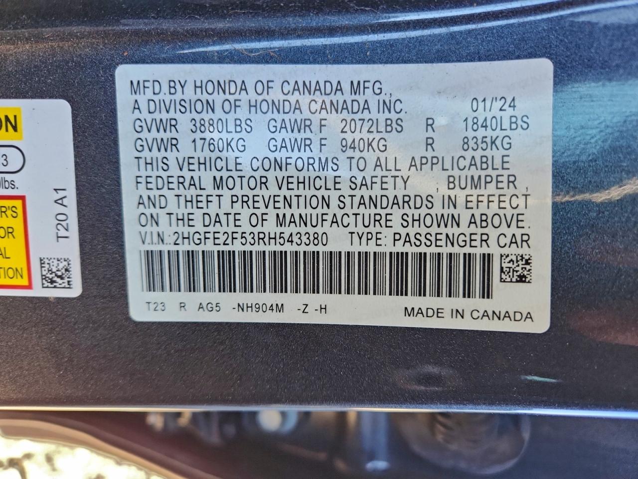 2024 HONDA CIVIC SPORT photo 12
