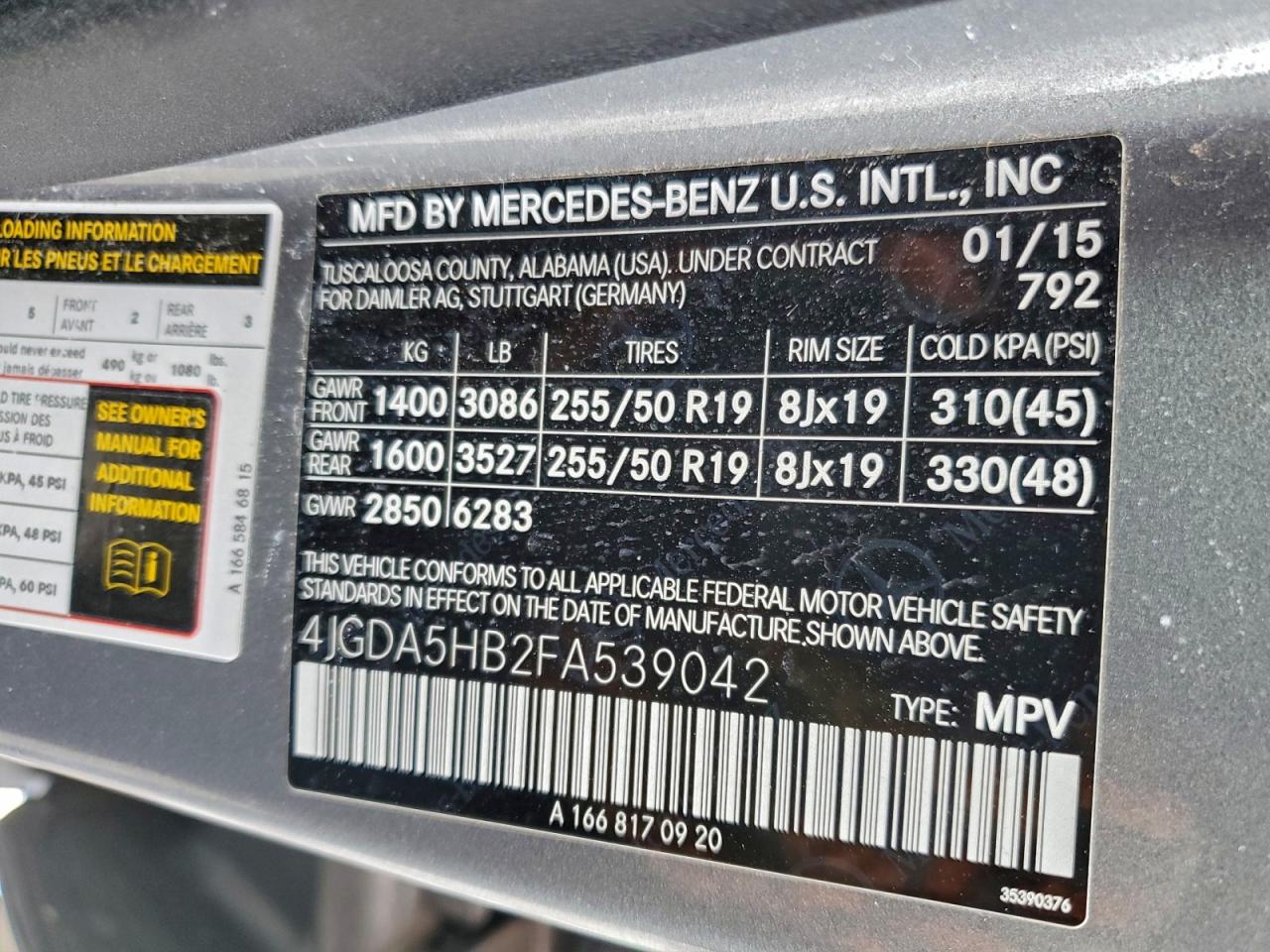2015 MERCEDES-BENZ ML 350 4MATIC photo 13