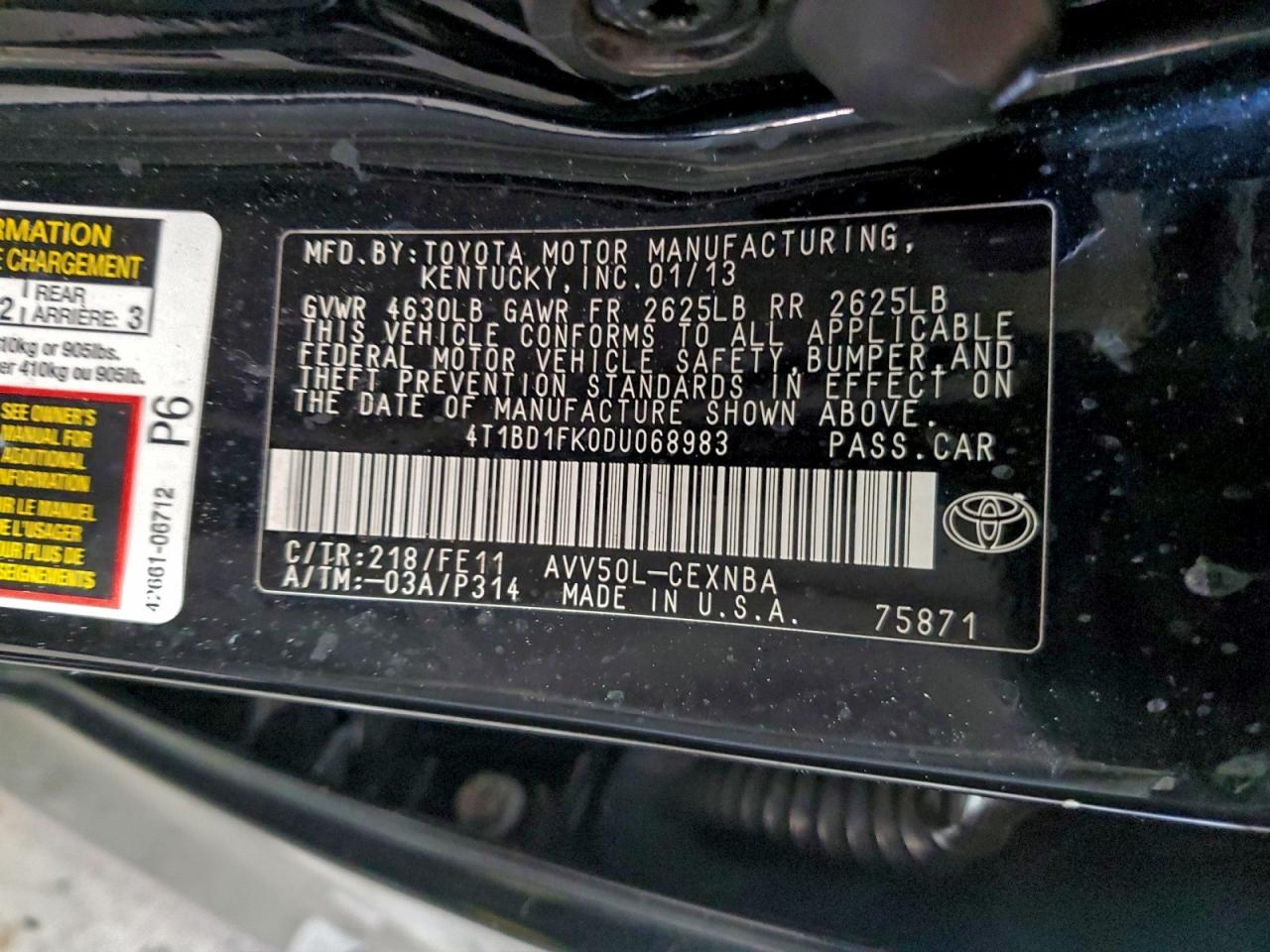 2013 TOYOTA CAMRY HYBRID photo 12