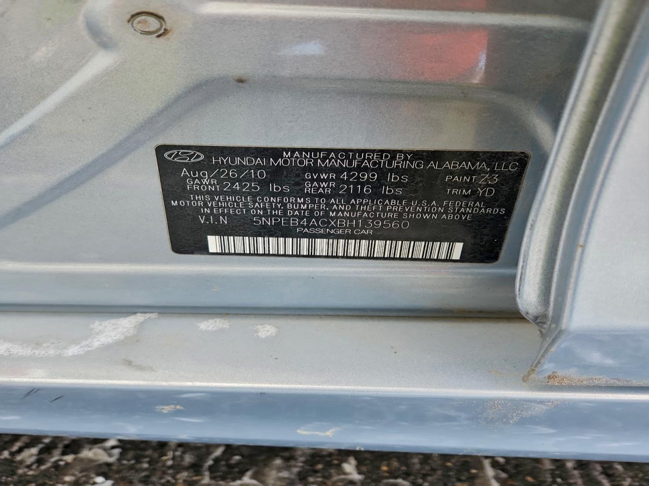 2011 HYUNDAI SONATA GLS photo 12