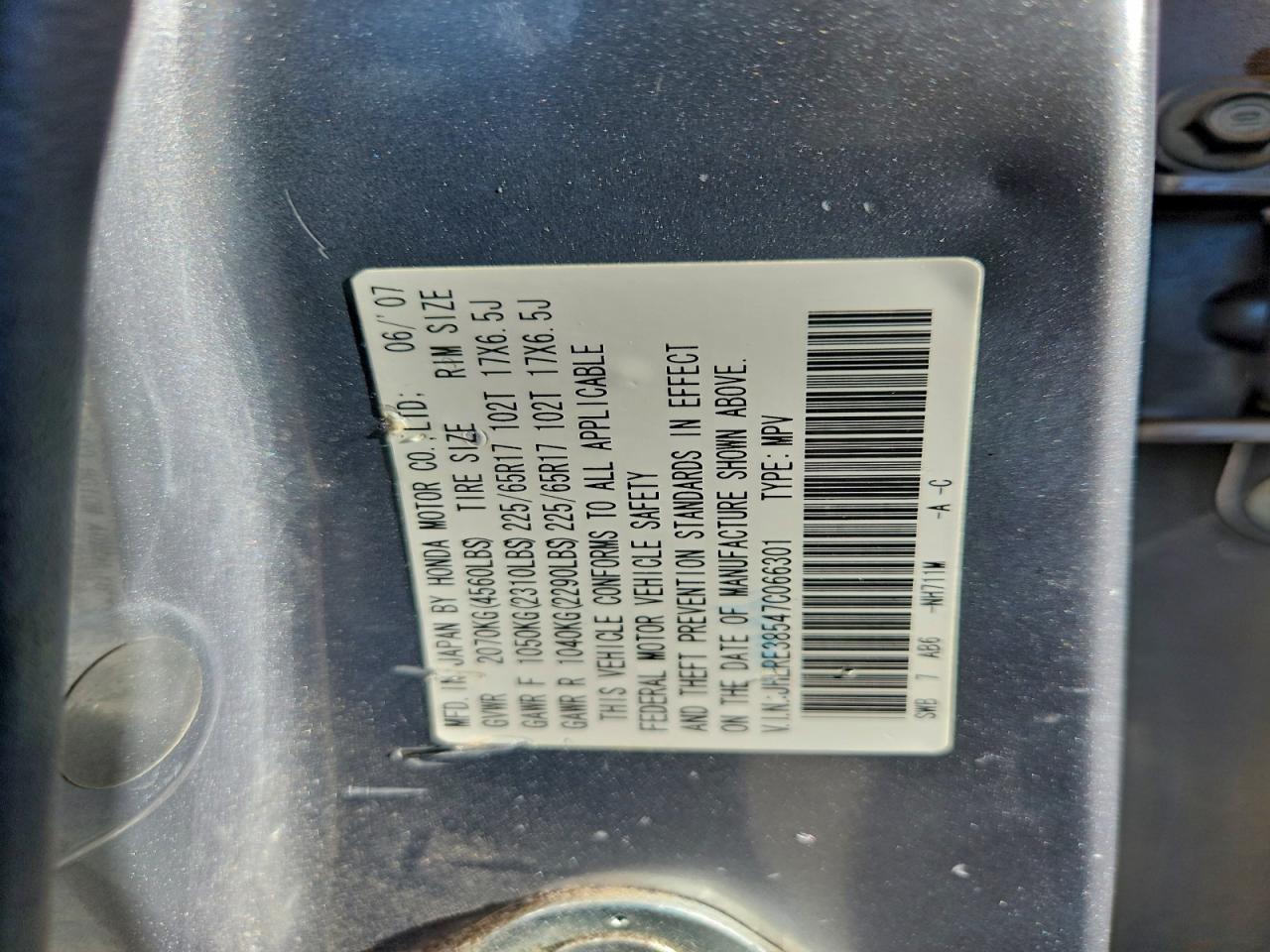 2007 HONDA CR-V EX photo 14