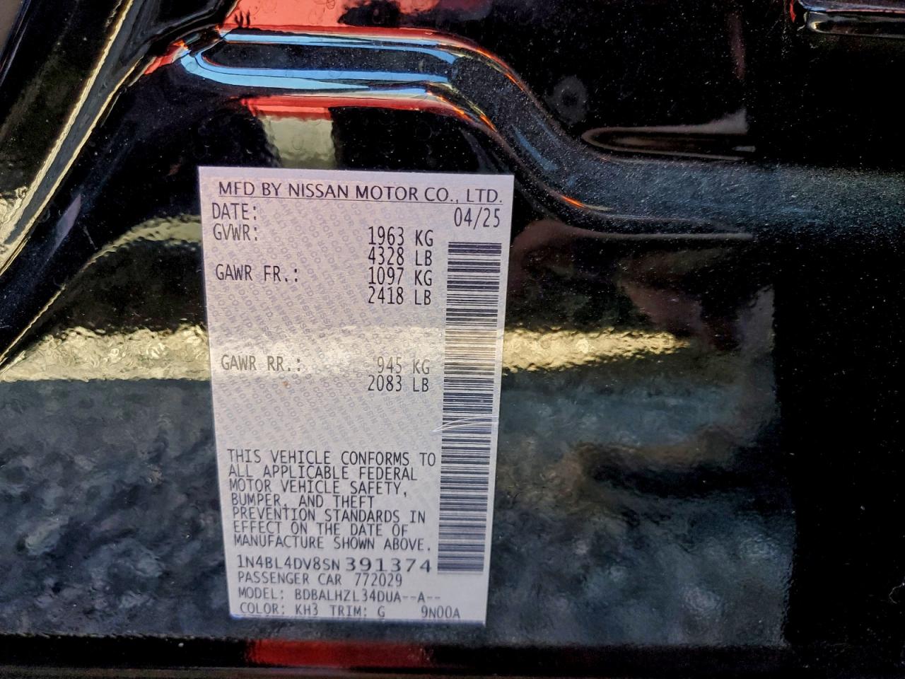 2025 NISSAN ALTIMA SV photo 12