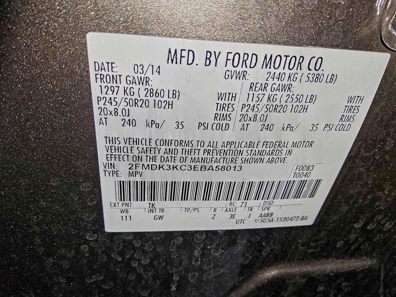 2014 FORD EDGE LIMITED photo 13
