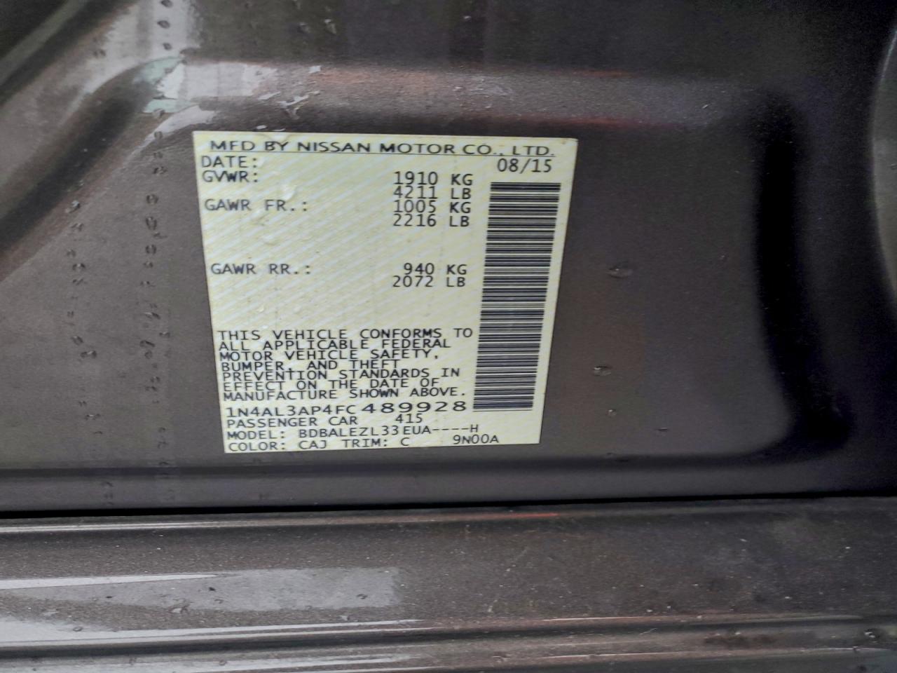 2015 NISSAN ALTIMA 2.5 photo 13