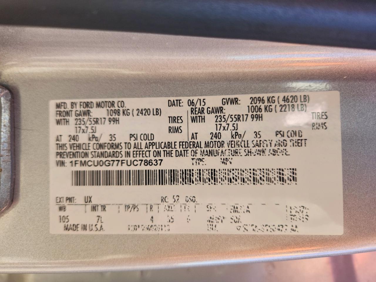 2015 FORD ESCAPE SE photo 13