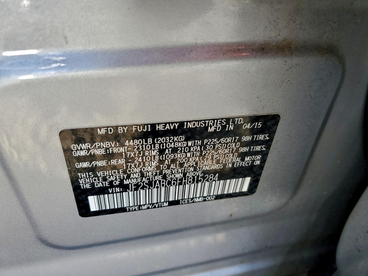 2015 SUBARU FORESTER 2.5I photo 13