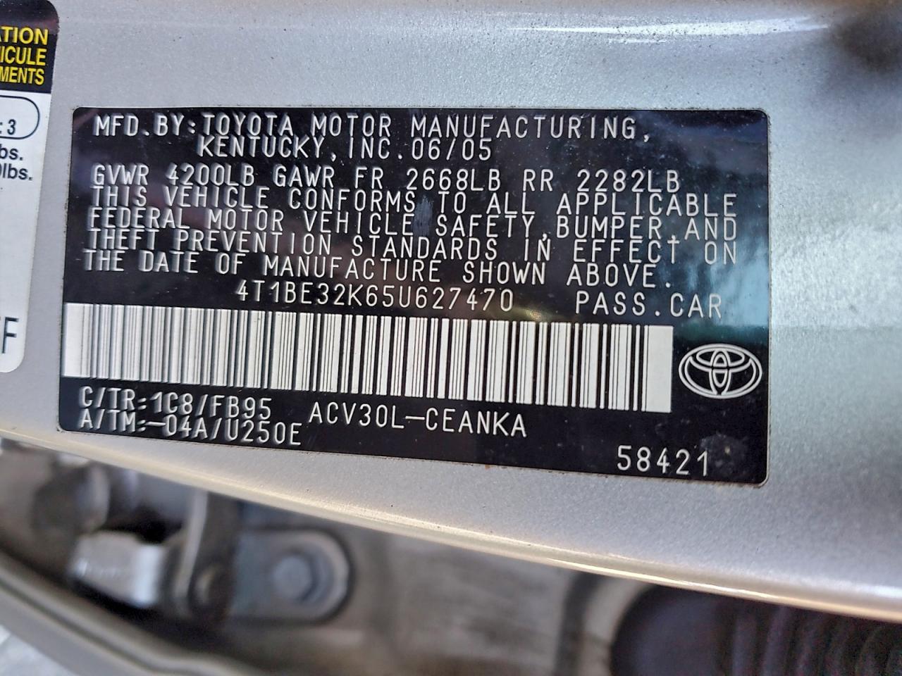 2005 TOYOTA CAMRY LE photo 23