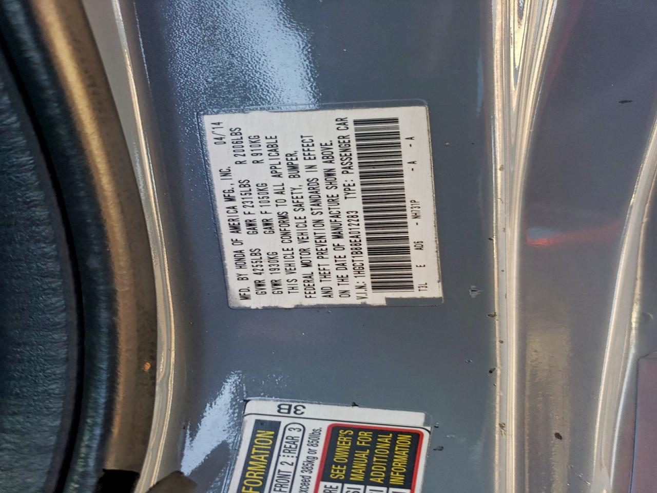 2014 HONDA ACCORD EXL photo 12