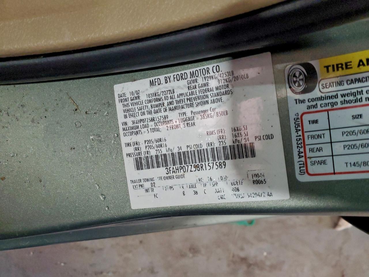 2008 FORD FUSION SE photo 12