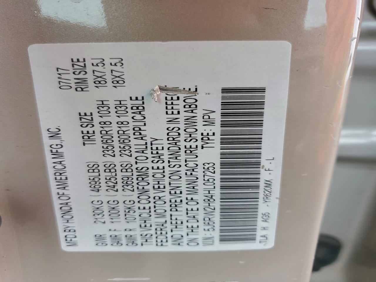 2017 HONDA CR-V EXL photo 23