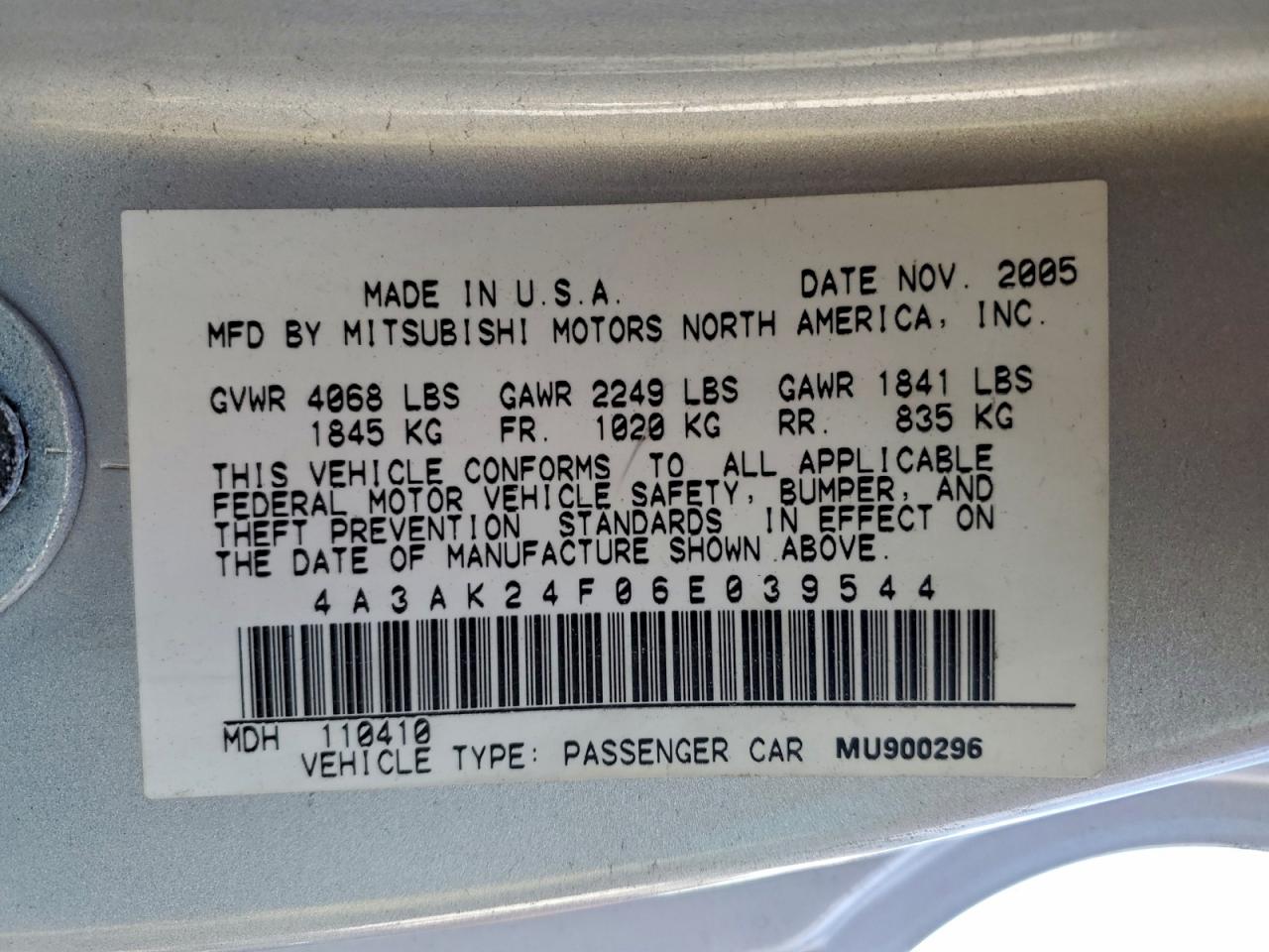 2006 MITSUBISHI ECLIPSE GS photo 12