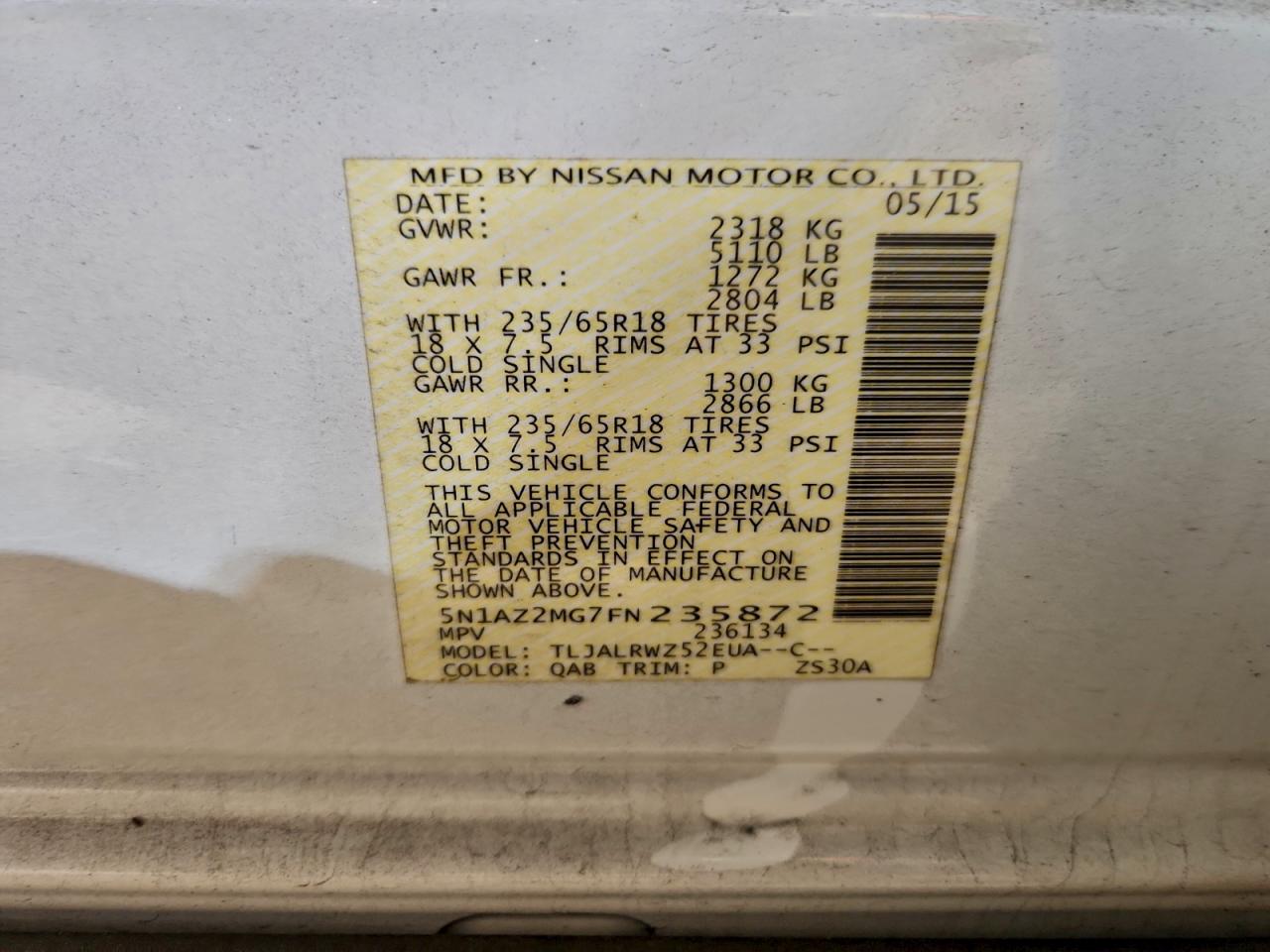 2015 NISSAN MURANO S photo 14
