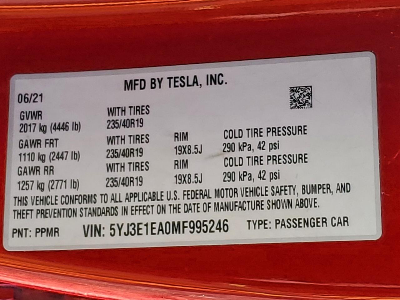 2021 TESLA MODEL 3 photo 23