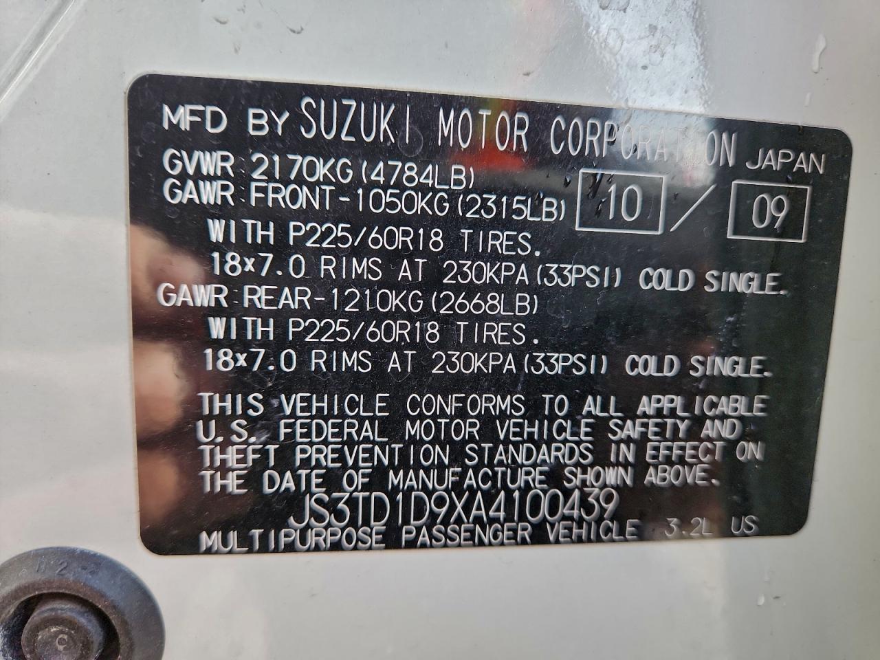 2010 SUZUKI GRAND VITARA JLX photo 13